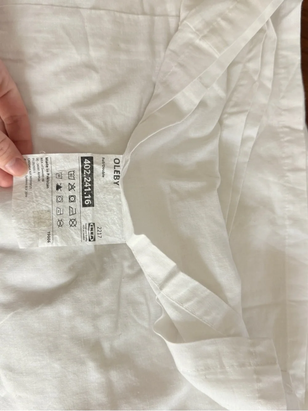 IKEA OLEBY White Full Bed Skirt Cotton Minimalist Dust Ruffle